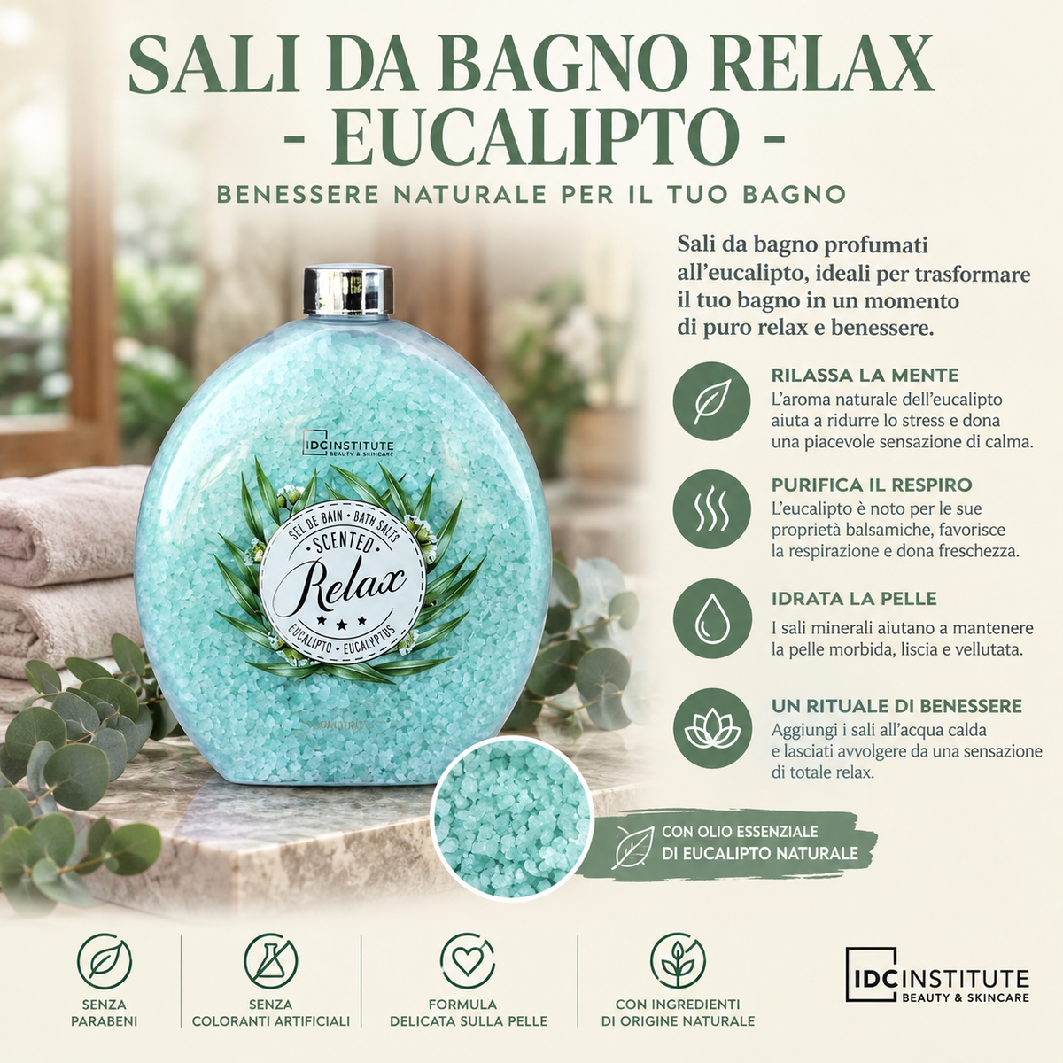 Sali da Bagno IDC Institute "Relax" all'Eucalipto 900g