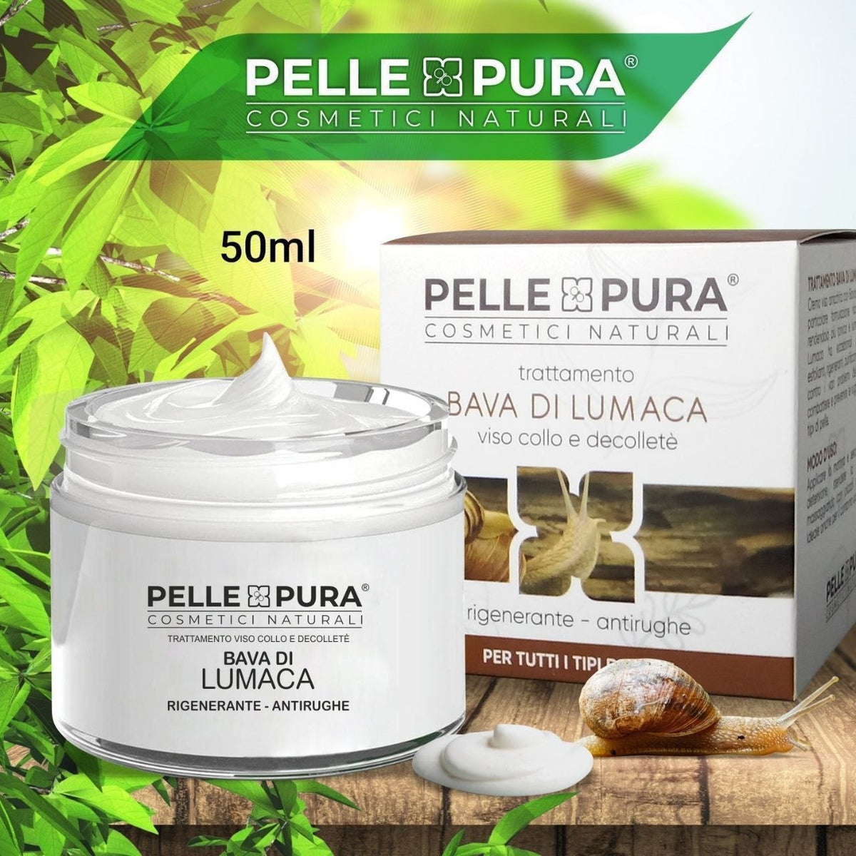 Pelle pura cosmetici naturali Crema Viso a Bava di Lumaca