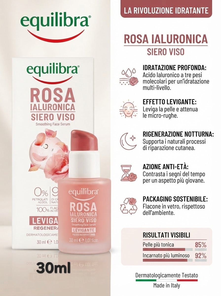 Equilibria Rosa Ialuronica Siero Viso Levigante