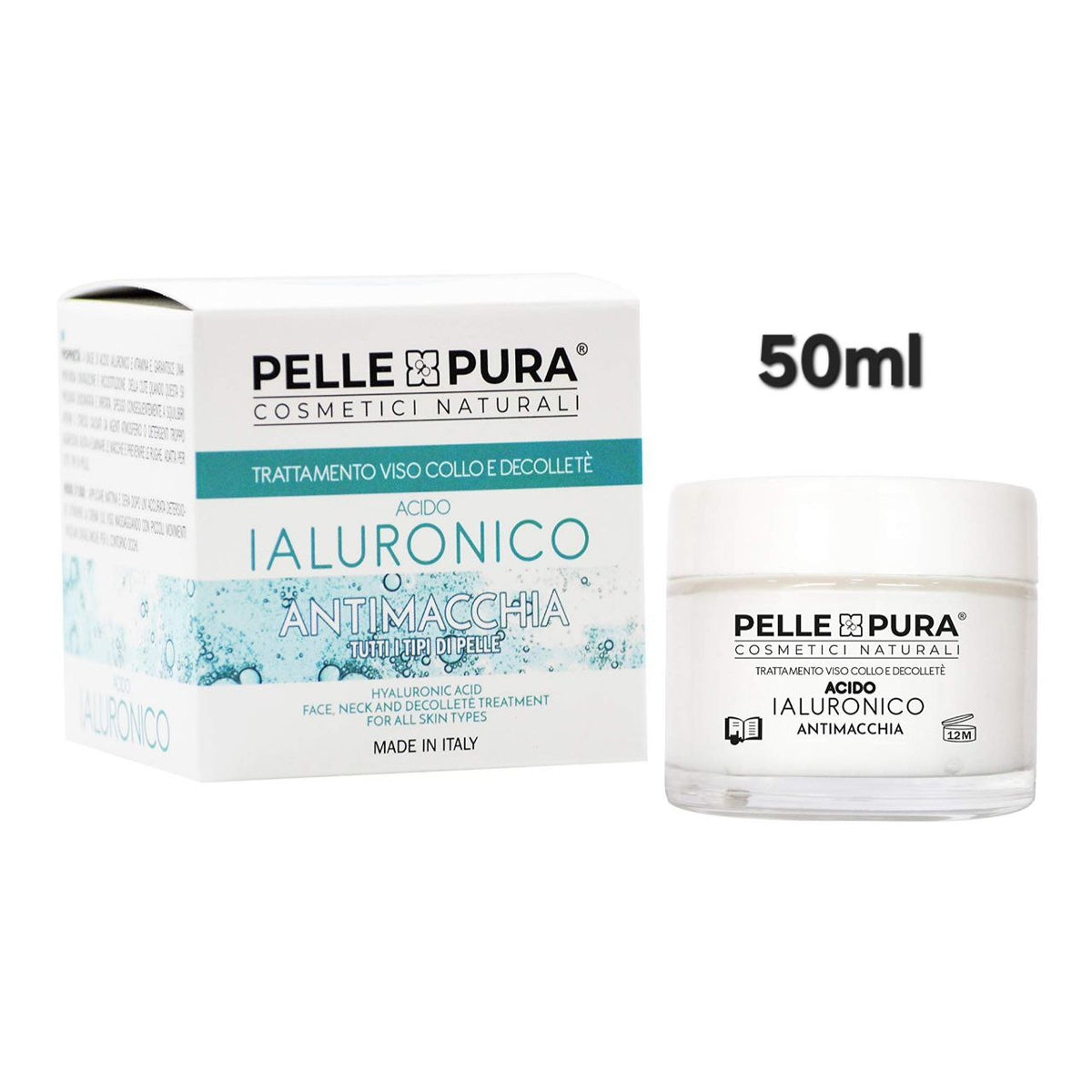 Pelle pura cosmetici naturali crema viso con acido ialuronico